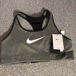 Nike Dri-Fit Gray Black Sports Bra L NWT